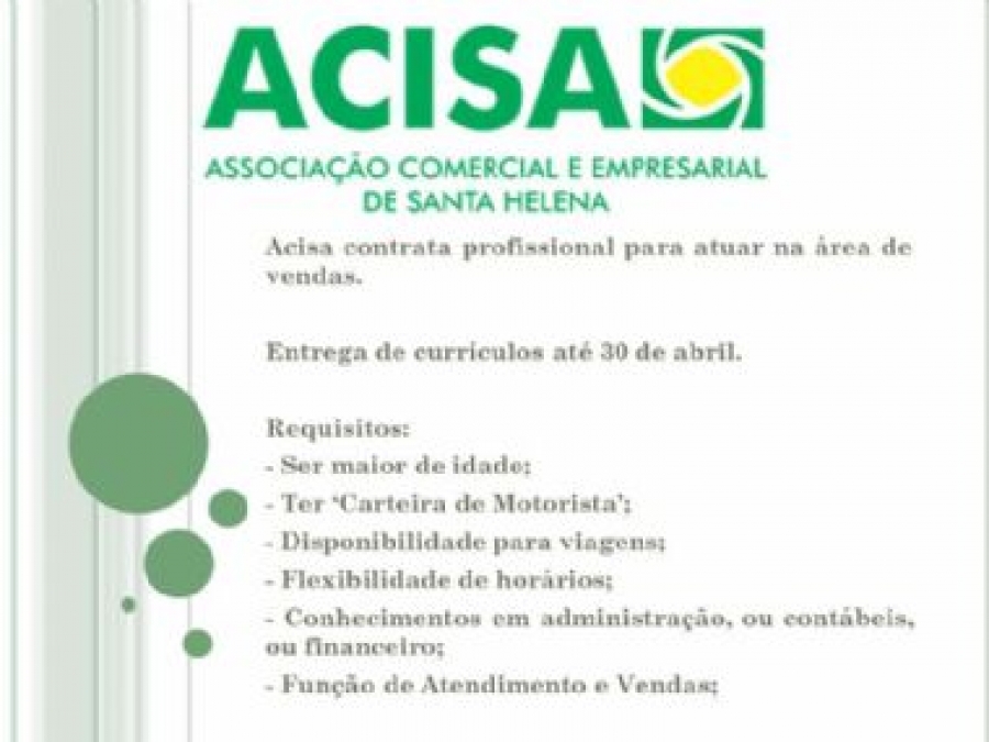 Para a criação do Departamento a Acisa faz a seleção de pessoas para contratação. O processo de rece