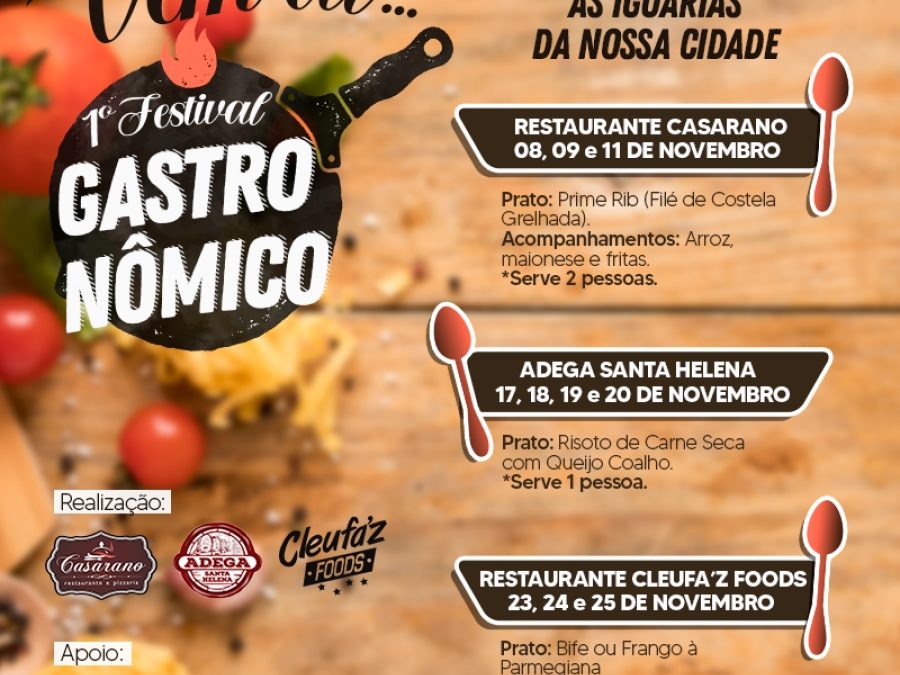 Festival Gastronômico envolverá restaurantes de Santa Helena