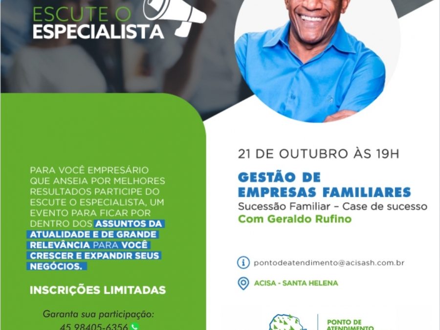 Começam nesta terça-feira palestras do Escute o Especialista em Santa Helena