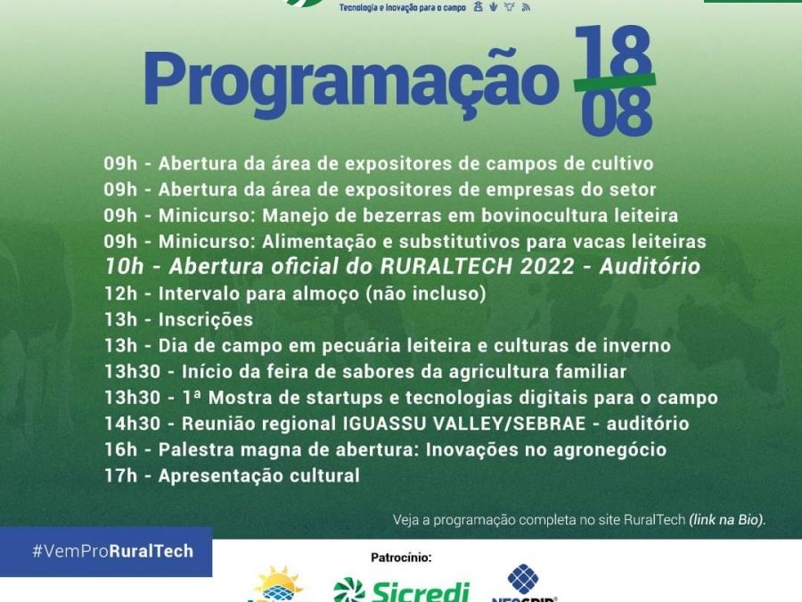 Ampla programação será desenvolvida no RuralTech em Santa Helena