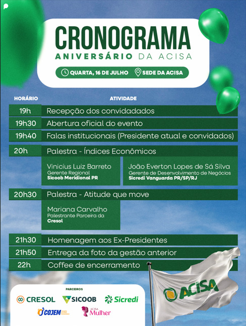 Acisa celebra 47 anos com palestras, homenagens e encontro entre empresários
